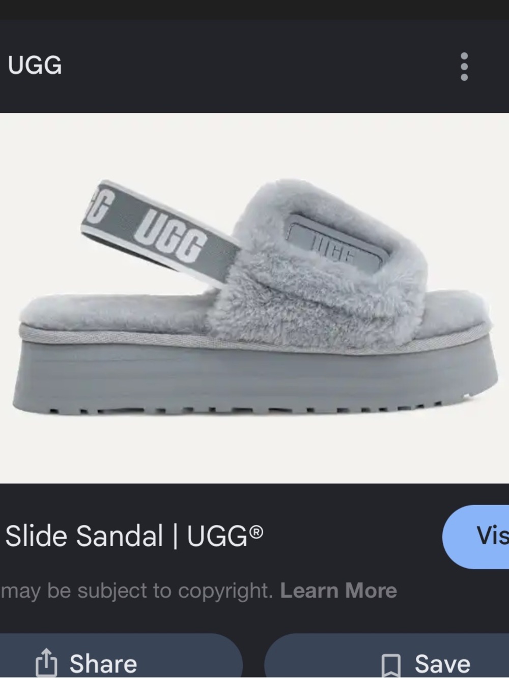 UGG Disco Slide Sandal Size 8 gray/blue